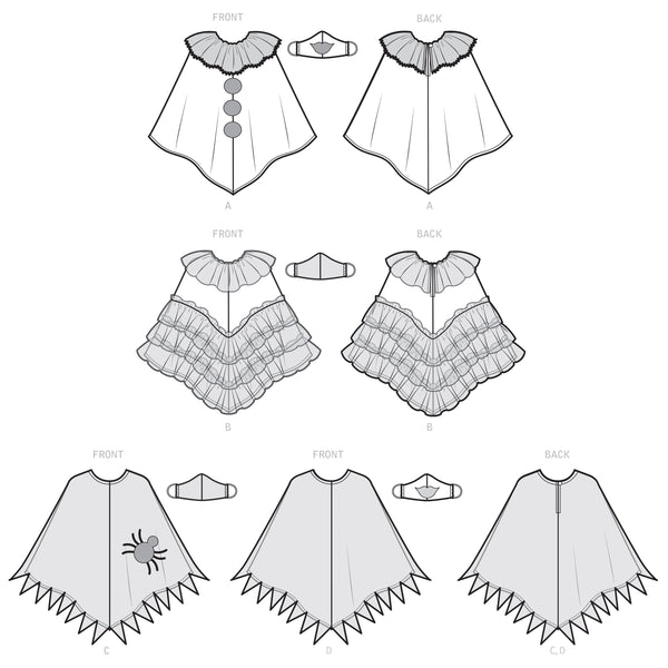 Simplicity Sewing Pattern S9350 Misses' Poncho Costumes and Face Masks