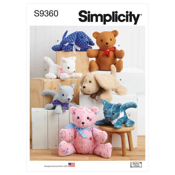 Simplicity Sewing Pattern S9360 Plush Animals