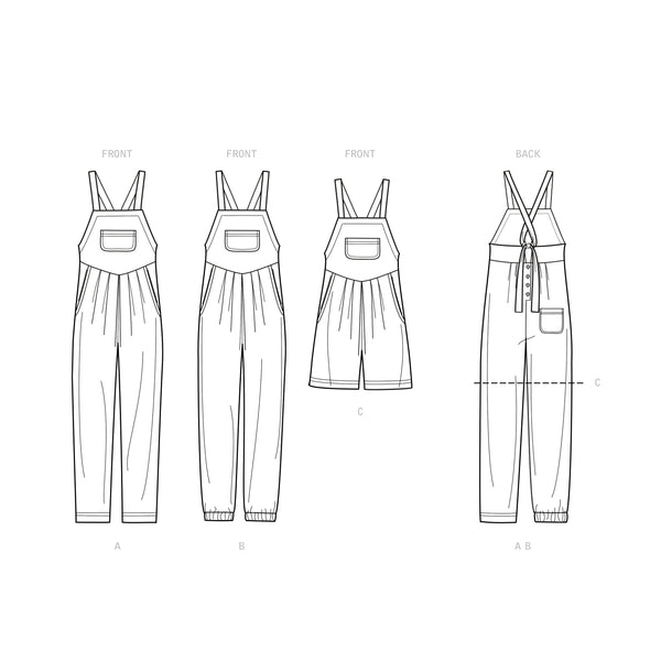 Simplicity Sewing Pattern S9382 Misses' Overall with Shaped Raised Waist and Back Ties