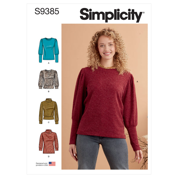 Simplicity Sewing Pattern S9385 Misses' Knit Tops with Length and Sleeve Variations