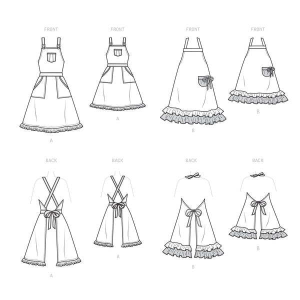 Simplicity Sewing Pattern S9395 Aprons for Misses', Children and 18" Doll