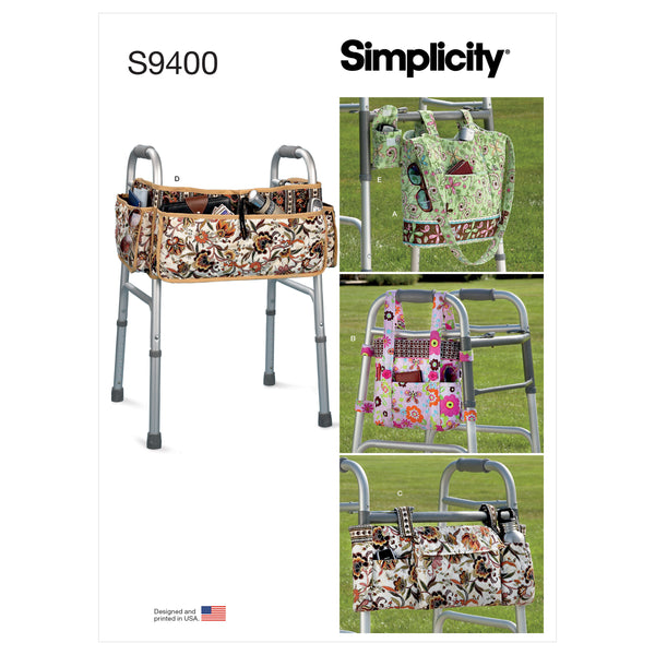 Simplicity Sewing Pattern S9400 Mobility Walker Accessories, Bag and Organizer