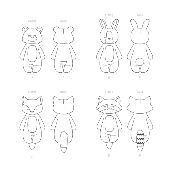 Simplicity Sewing Pattern S9414 Soft Toy Animals