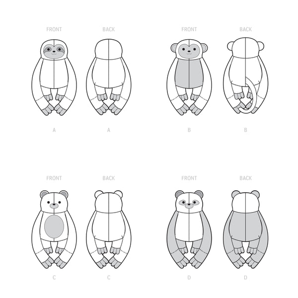 Simplicity Sewing Pattern S9442 Hugging Plush Animals