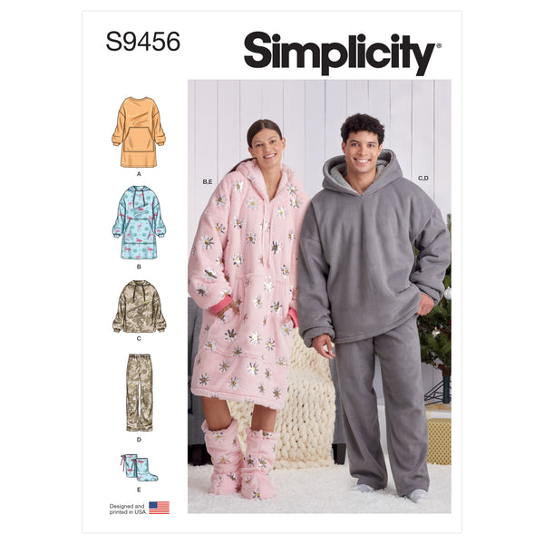 Simplicity Sewing Pattern S9456 Unisex Oversized Hoodies, Bottoms and Booties