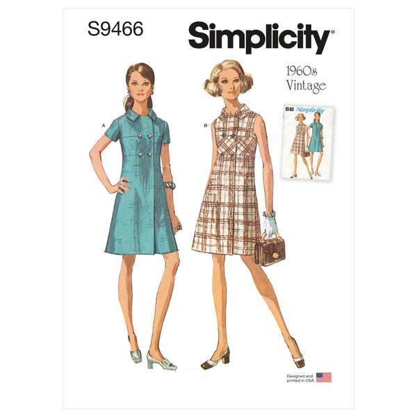 Simplicity Sewing Pattern S9466 Misses' 1960s Vintage Dress