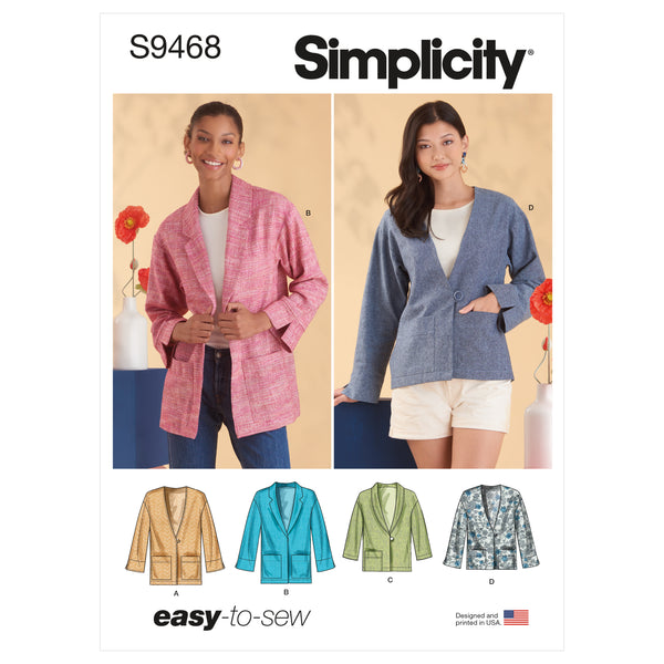 Simplicity Sewing Pattern S9468 Misses' Easy Unlined Jacket