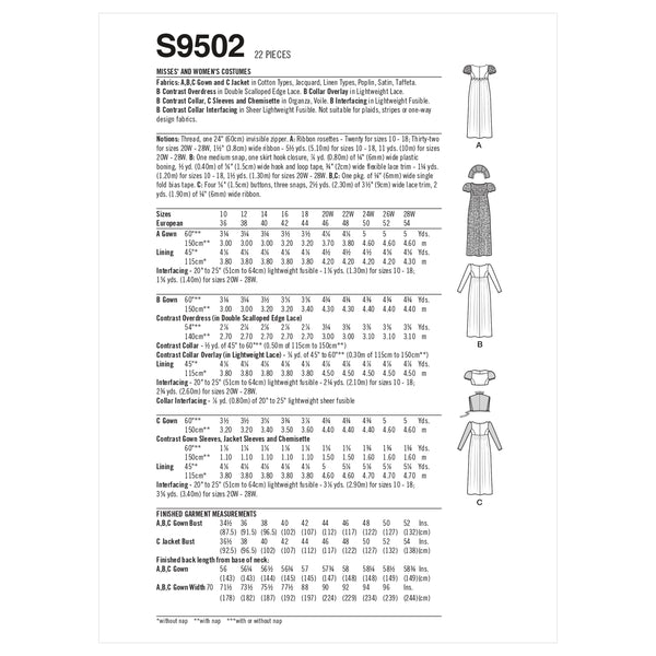 Simplicity Sewing Pattern S9502 MISSES' AND WOMEN'S COSTUMES