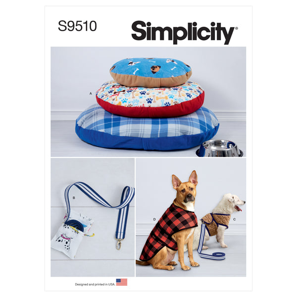 Simplicity Sewing Pattern S9510 DOG BEDS, LEASH WITH CASE, HARNESS VEST AND COAT