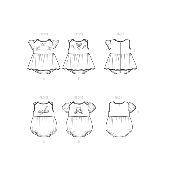 Simplicity Sewing Pattern S9557 BABIES' ROMPER