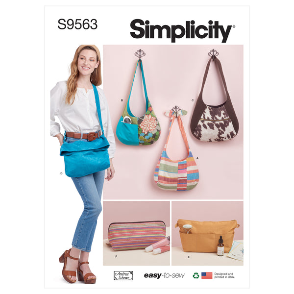 Simplicity Sewing Pattern S9563 SLOUCH BAGS, PURSE ORGANIZER AND COSMETIC CASE