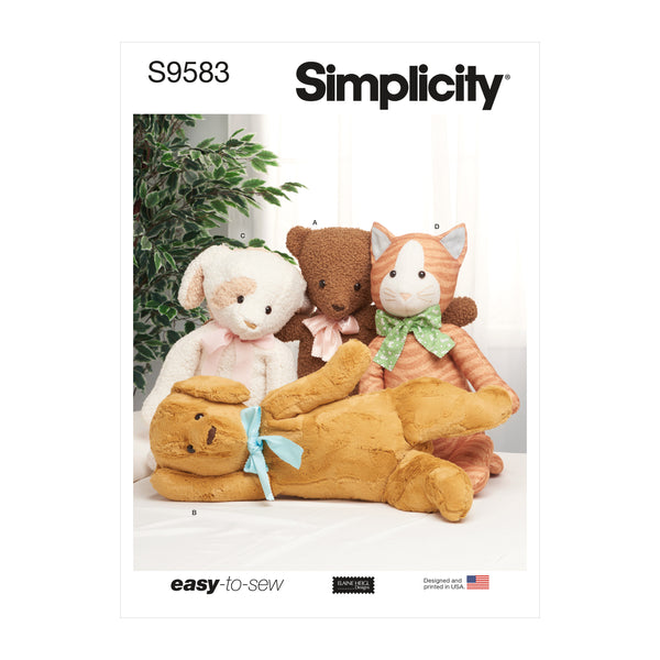 Simplicity Sewing Pattern S9583 POSEABLE PLUSH ANIMALS BY ELAINE HEIGL