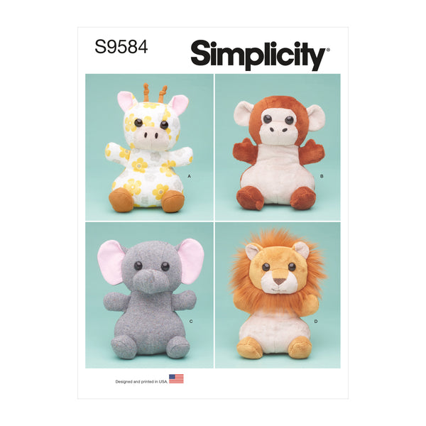 Simplicity Sewing Pattern S9584 PLUSH ANIMALS