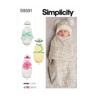 Simplicity Sewing Pattern S9591 BABIES' BUNTINGS AND HATS