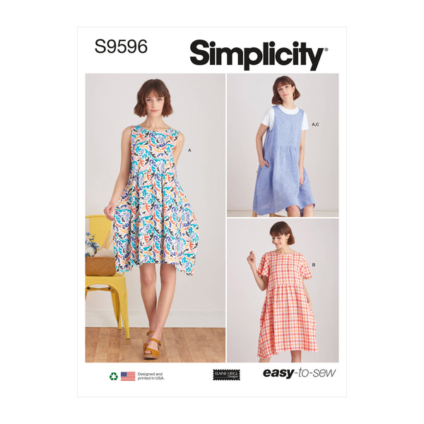 Simplicity Sewing Pattern S9596 MISSES' PULLOVER DRESS AND KNIT TOP BY ELAINE HEIGL