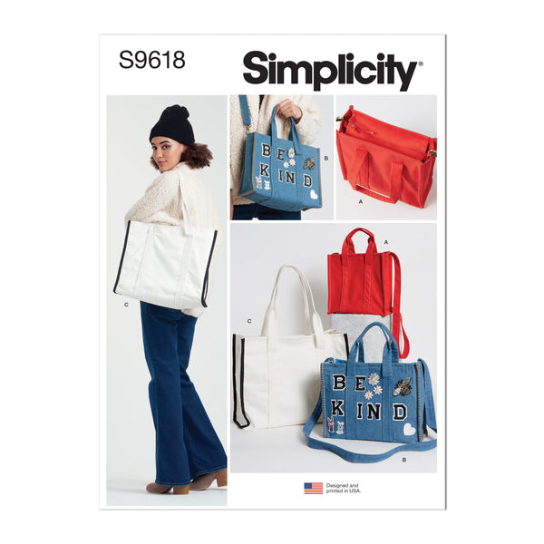 Simplicity Sewing Pattern S9618 TOTE BAG IN THREE SIZES