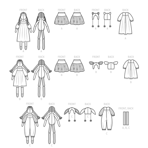 Simplicity Sewing Pattern S9621 LANKY PLUSH DOLLS AND CLOTHES BY ELAINE HEIGL DESIGNS