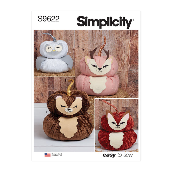 Simplicity Sewing Pattern S9622 PLUSH PUMPKIN ANIMALS