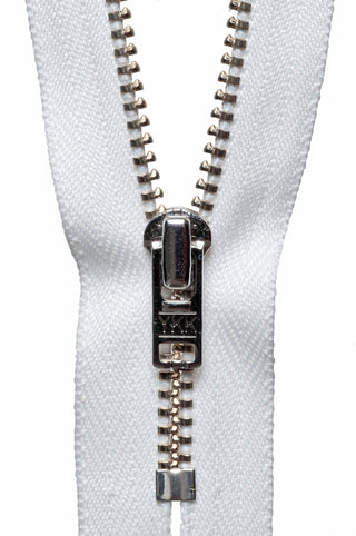 Buy white YKK Metal Trouser Zip: 18cm