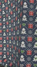 Navy Blue Xmas Tree Print French Terry Brushed Back