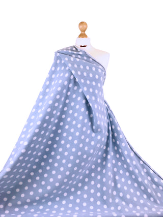 Buy baby-blue-polka-dots Printed Polar Fleece Fabric Spots &amp; Stars Prints