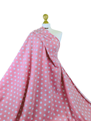Buy baby-pink-polka-dots Printed Polar Fleece Fabric Spots &amp; Stars Prints