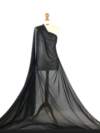 Buy black Powernet 4 Way Stretch Tulle Fabric