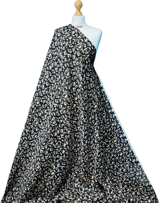 Buy black-boho-leopard Printed 100% Viscose Rayon Fabric