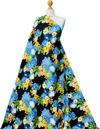 Buy black-multi-floral Printed 100% Viscose Rayon Fabric