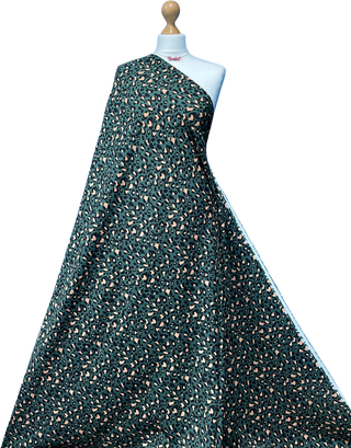Buy bottle-green-leopard-print Printed 100% Viscose Rayon Fabric