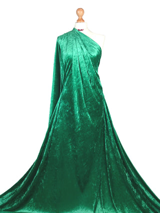 Buy emerald-green Crushed Velvet 2 Way Stretch Fabric