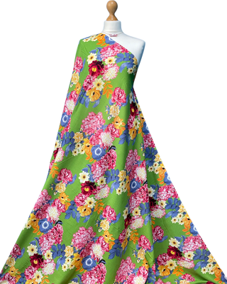Buy green-multi-floral Printed 100% Viscose Rayon Fabric