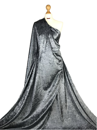 Buy grey Crushed Velvet 2 Way Stretch Fabric