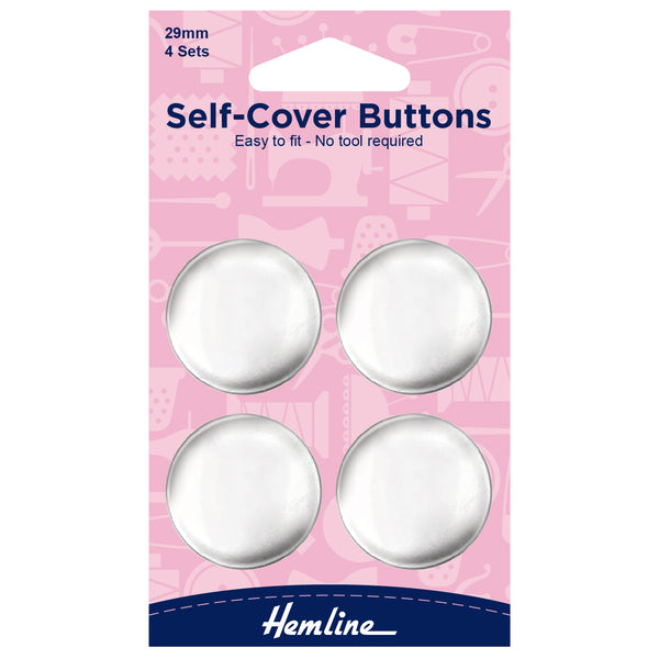 Hemline Buttons: Self-Cover: Metal Top