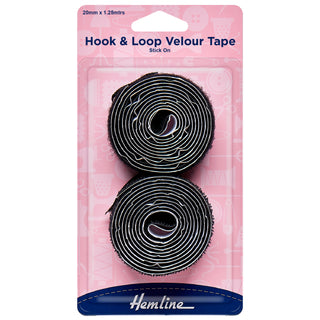 Buy black Hemline Hook &amp; Loop Tape: Stick-On: Value Pack: 1.25m x 20mm
