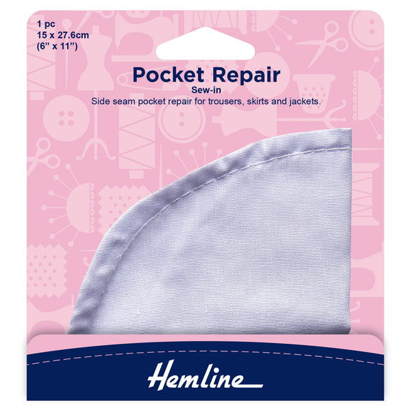 Hemline Iron-On Pocket Repair: White