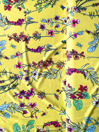 Buy yellow-floral Printed Swimwear 4 Way Stretch Fabric