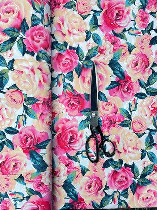 Buy roses-on-white Printed Swimwear 4 Way Stretch Fabric
