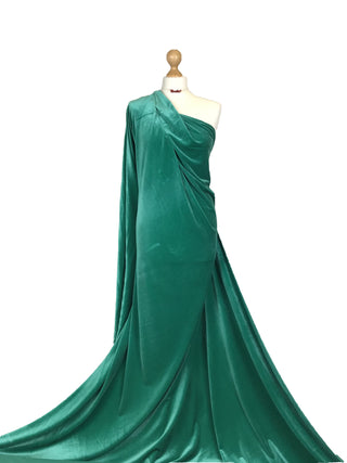 Buy jade-green Velour Velvet 4 Way Stretch Fabric