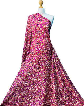 Buy magenta-ditsy-floral Printed 100% Viscose Rayon Fabric