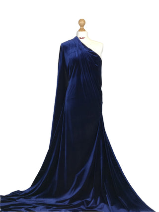 Buy navy-blue Velour Velvet 4 Way Stretch Fabric