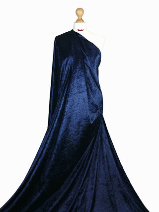 Buy navy-blue Crushed Velvet 2 Way Stretch Fabric