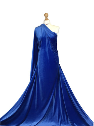 Buy royal-blue Velour Velvet 4 Way Stretch Fabric
