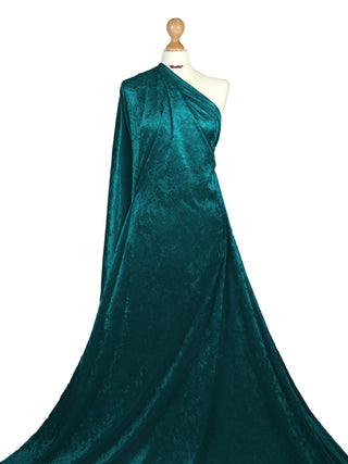 Buy teal Crushed Velvet 2 Way Stretch Fabric