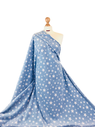 Buy baby-blue-stars Printed Polar Fleece Fabric Spots &amp; Stars Prints