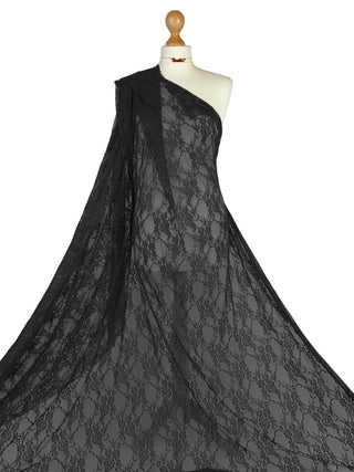 Buy black Floral Lace 4 Way stretch Fabric