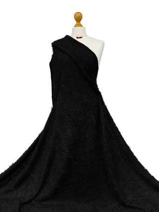 Buy black Faux Mohair Stretch Knit Fabric