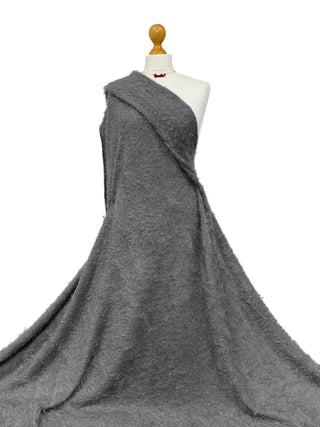Buy grey Faux Mohair Stretch Knit Fabric