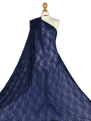 Buy navy-blue Floral Lace 4 Way stretch Fabric