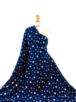 Buy navy-blue-stars Printed Polar Fleece Fabric Spots &amp; Stars Prints